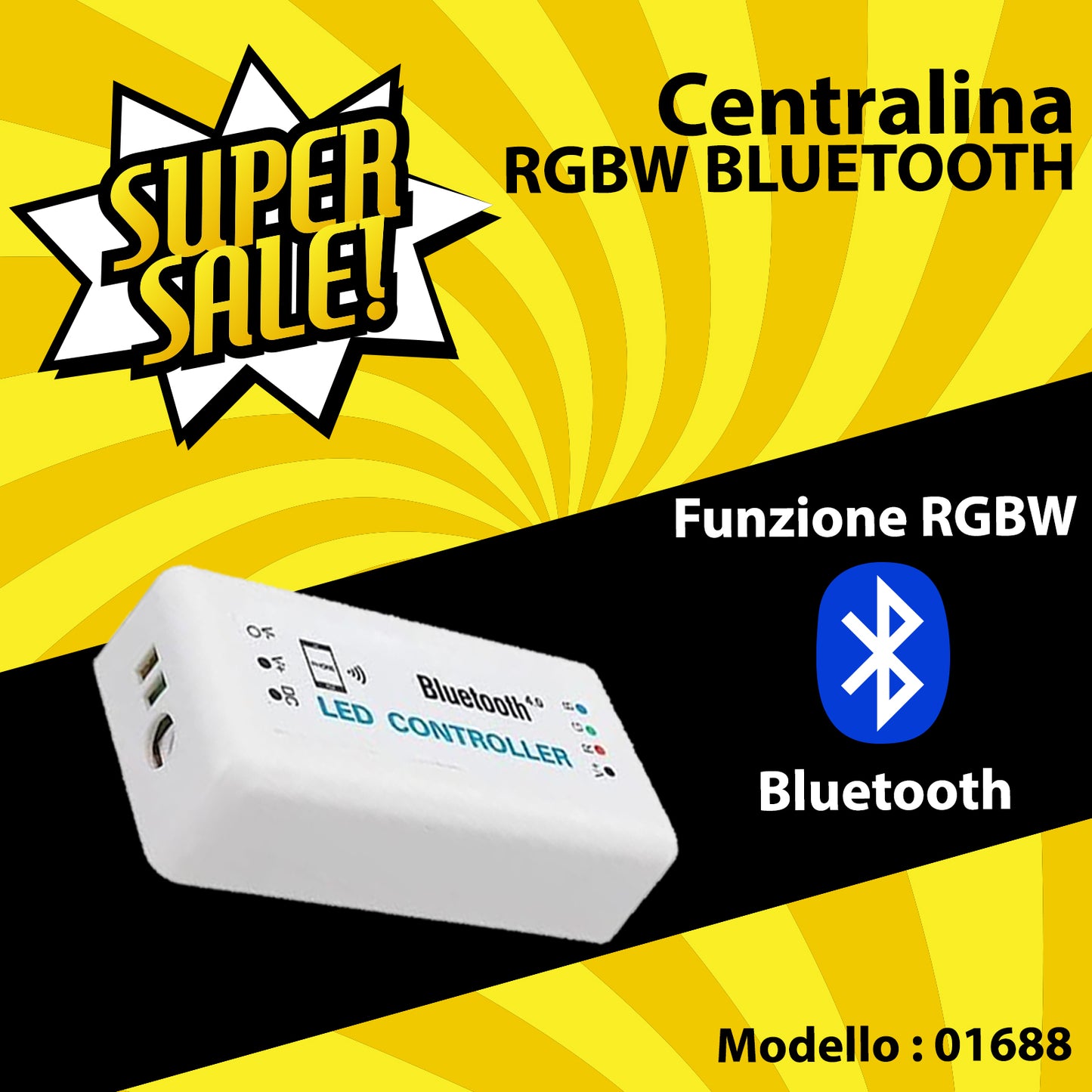 Controller Luci a Led Bluetooth RGBW per Android e iOS Smartphone