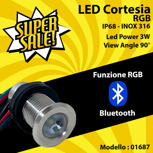 Luce di Cortesia a Led IP68 RGB in Acciaio 316 con Vetro Temperato