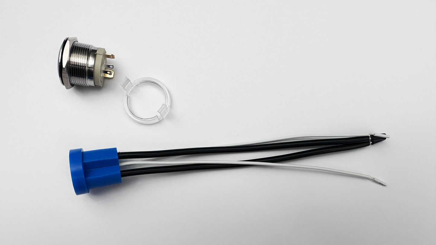 Interruttori a Pulsante in acciaio inossidabile SS316 , 12V-24V 20A - ON /OFF Pulsante - Impermeabile con Spina a Filo a LED