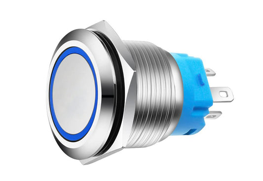 Interruttori a Pulsante in acciaio inossidabile SS316 , 12V-24V 20A - (ON) / OFF momentaneo Impermeabile con Spina a Filo a LED