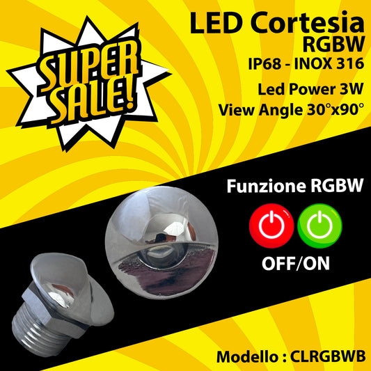 Luce di Cortesia a Led RGBW in Acciaio inox 316 - IP68 - CLRGBWB