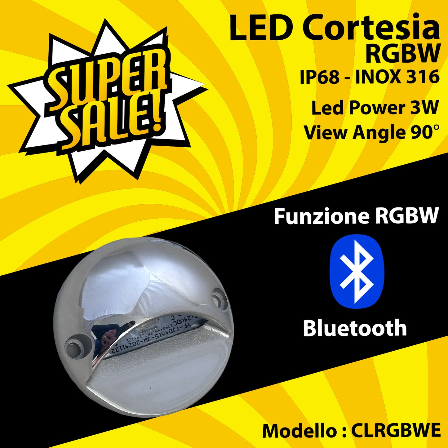 Luce di Cortesia a Led RGBW in Acciaio inox 316 - IP68 - CLRGBWE