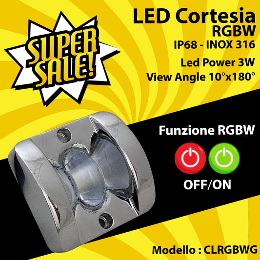 Luce di Cortesia a Led RGBW in Acciaio inox 316 - IP68 - CLRGBWG