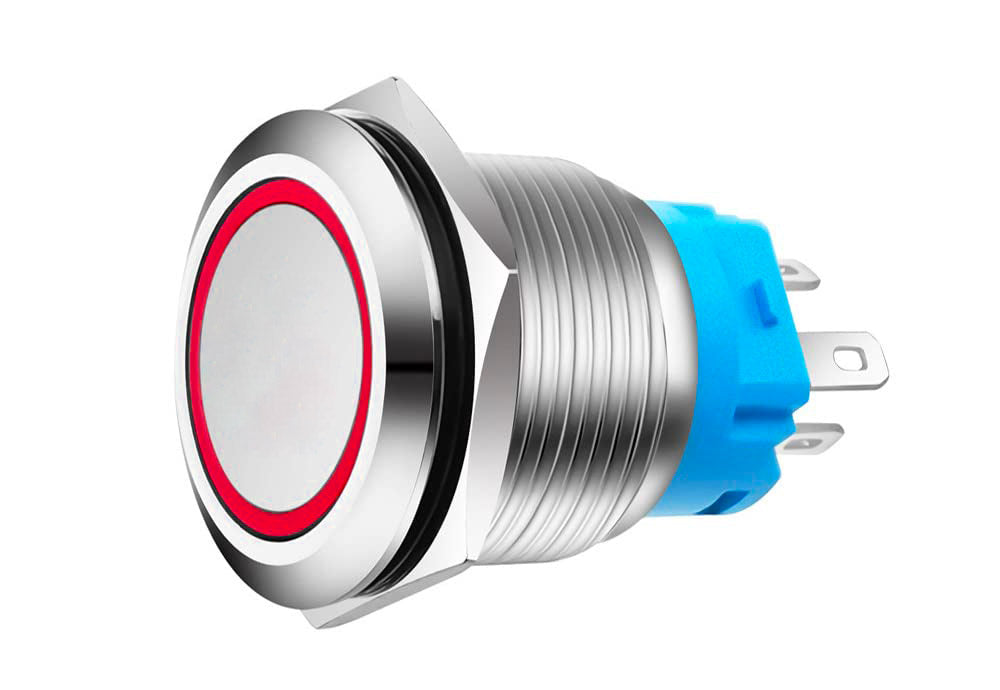 Interruttori a Pulsante in acciaio inossidabile SS316 , 12V-24V 20A - ON /OFF Pulsante - Impermeabile con Spina a Filo a LED